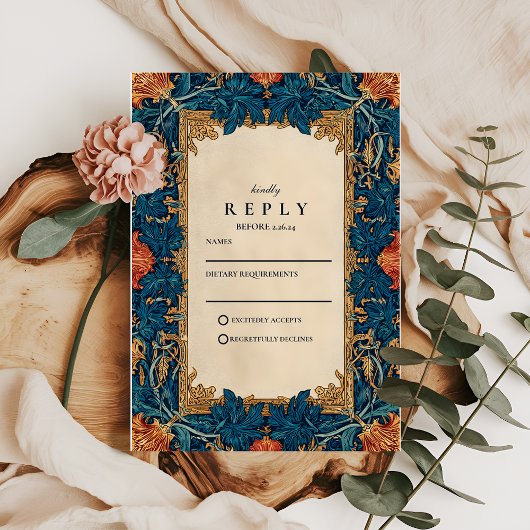 Vintage Baroque Floral Wedding 出欠カード