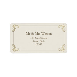 Vintage Baroque Gold Cream Wedding Address ラベル