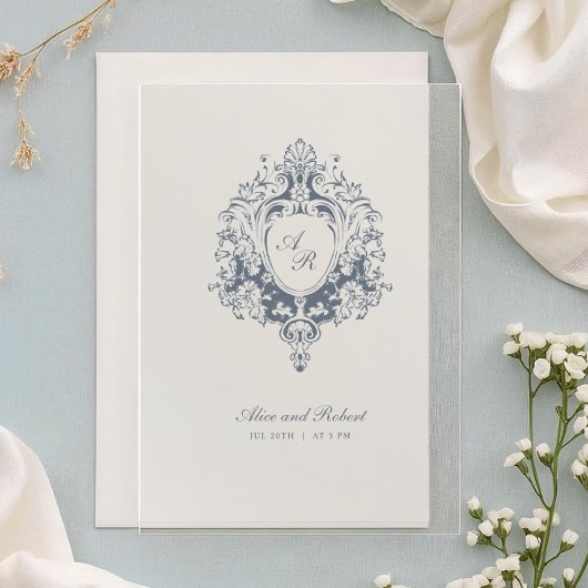 Vintage Baroque Ornament I Calligraphy Wedding アクリル招待状