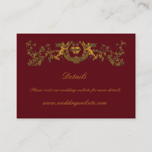 Vintage Baroque Rococo Border with Hearts エンクロージャーカード (正面)