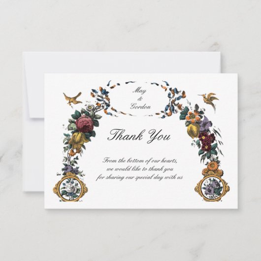 Vintage Baroque Rococo Floral Cartouche サンキューカード (正面)