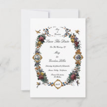 Vintage Baroque Rococo Floral Cartouche Wedding