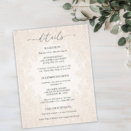 Vintage Baroque Wedding Details Enclosure Card ポストカード