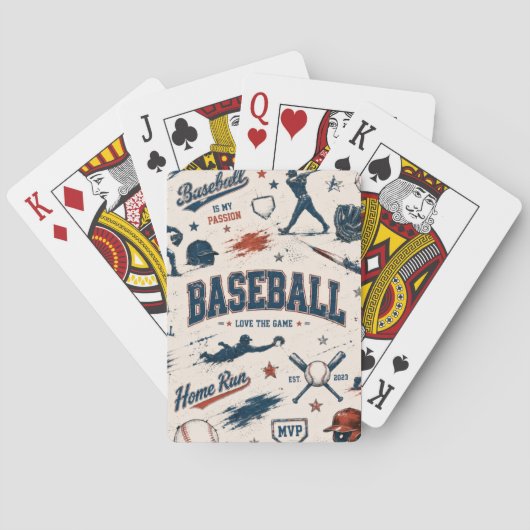 Vintage Baseball Ballpark Game Day Pattern トランプ (裏面)