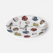 Vintage Baseball Birthday ペーパープレート (アングル)