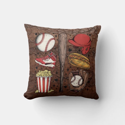 Vintage Baseball Pattern クッション (正面)