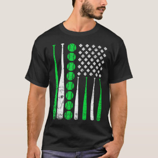 Vintage Baseball St Patricks Day American Flag Tシャツ