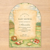 Vintage Baseball Storybook Baby Shower アクリル招待状 (正面)