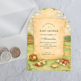 Vintage Baseball Storybook Baby Shower アクリル招待状