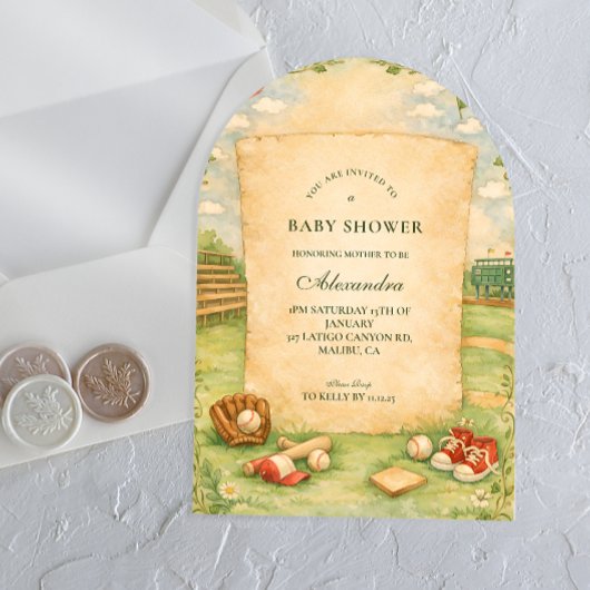 Vintage Baseball Storybook Baby Shower アクリル招待状