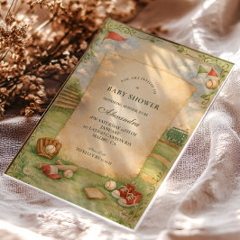 Vintage Baseball Storybook Baby Shower アクリル招待状
