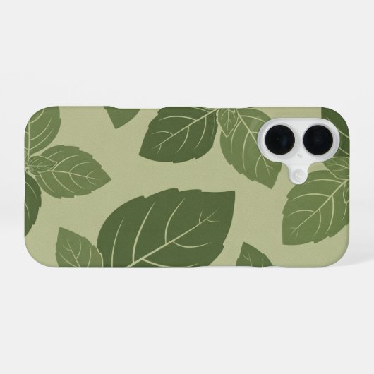 Vintage Basil Leaf Pattern iPhone 16ケース (裏面横)