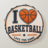 Vintage Basketball Game Sports Pattern ラウンドクッション (裏面)