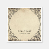 Vintage Bat Until Death Black Parchment Wedding スタンダードカクテルナプキン (正面)