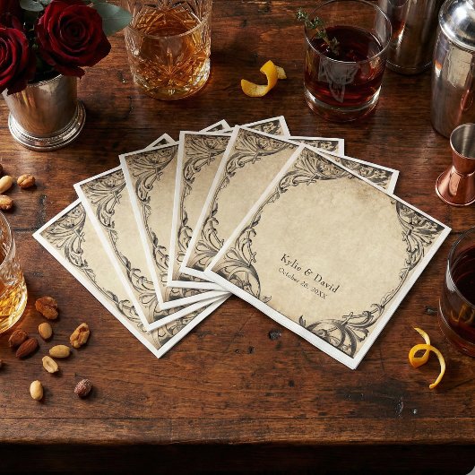 Vintage Bat Until Death Black Parchment Wedding スタンダードカクテルナプキン
