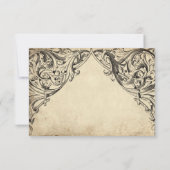 Vintage Bat Until Death Black Parchment Wedding セーブザデート (裏面)