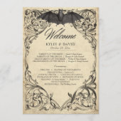 Vintage Bat Until Death Black Parchment Wedding プログラム (正面)