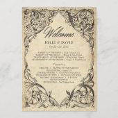 Vintage Bat Until Death Black Parchment Wedding プログラム (正面)