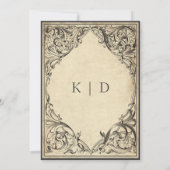 Vintage Bat Until Death Black Parchment Wedding 招待状 (裏面)