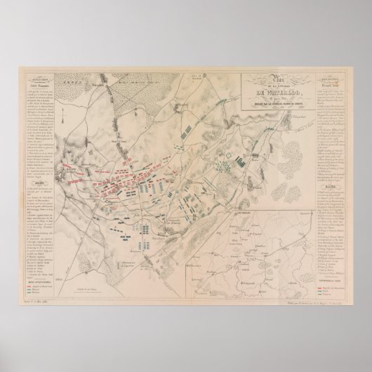 Vintage Battle of Waterloo Map (1846) ポスター (正面)