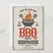 Vintage BBQ Party Grill Master Invitation 招待状 (正面)