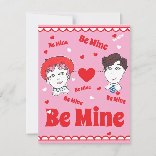 Vintage Be Mine Valentines Flat Card (正面)