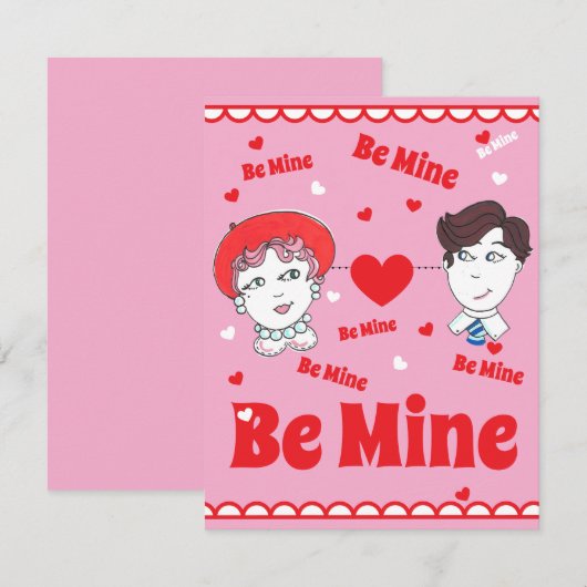 Vintage Be Mine Valentines Flat Card (正面/裏面)