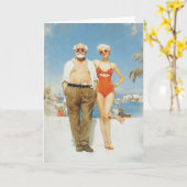 Vintage Beach Couple Summer Contrast カード (黄色い花)