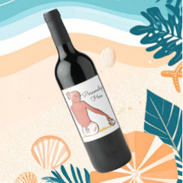 Vintage beach girl with seashell summer elegant  ワインラベル