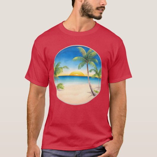 Vintage Beach Landscape retro Tシャツ (正面)