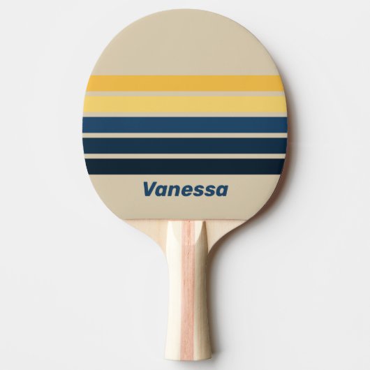 Vintage Beach Sand Across Striping with Name 卓球ラケット (正面)