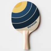 Vintage Beach Sand Circle Stripe with Name 卓球ラケット (裏面)