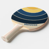 Vintage Beach Sand Circle Stripe with Name 卓球ラケット (正面アングル)