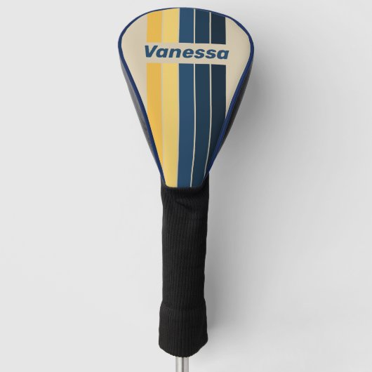 Vintage Beach Sand Pin Striped with Name ゴルフヘッドカバー (正面)