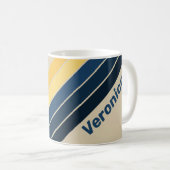 Vintage Beach Sand Stripes with Name コーヒーマグカップ (正面右)