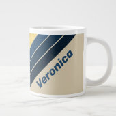 Vintage Beach Sand Stripes with Name ジャンボコーヒーマグカップ (右)