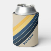 Vintage Beach Sand Stripes with Name 缶クーラー (缶正面)