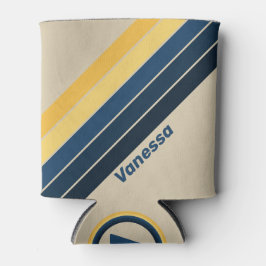 Vintage Beach Sand Stripes with Name 缶クーラー