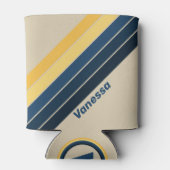 Vintage Beach Sand Stripes with Name 缶クーラー (裏面)