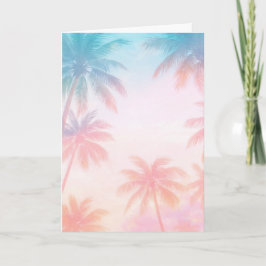 Vintage Beach Sunset Palm Trees Pastel             カード