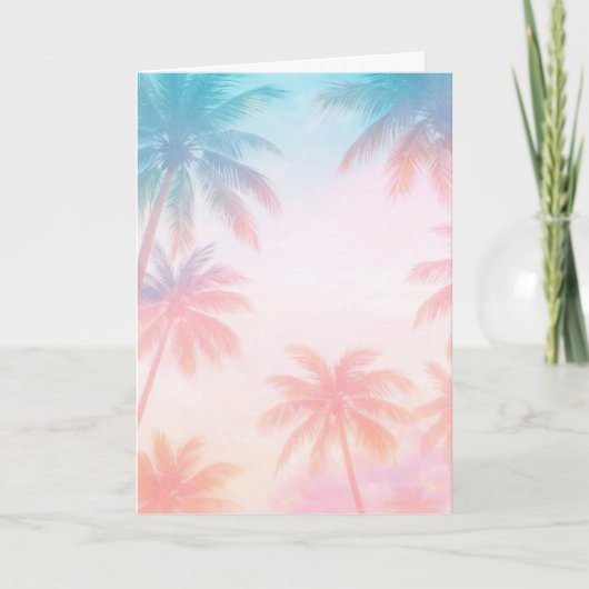 Vintage Beach Sunset Palm Trees Pastel             カード (正面)