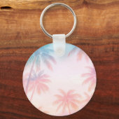 Vintage Beach Sunset Palm Trees Pastel キーホルダー (裏面)