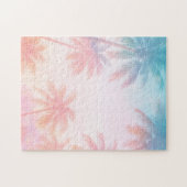 Vintage Beach Sunset Palm Trees Pastel             ジグソーパズル (横)
