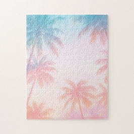 Vintage Beach Sunset Palm Trees Pastel             ジグソーパズル