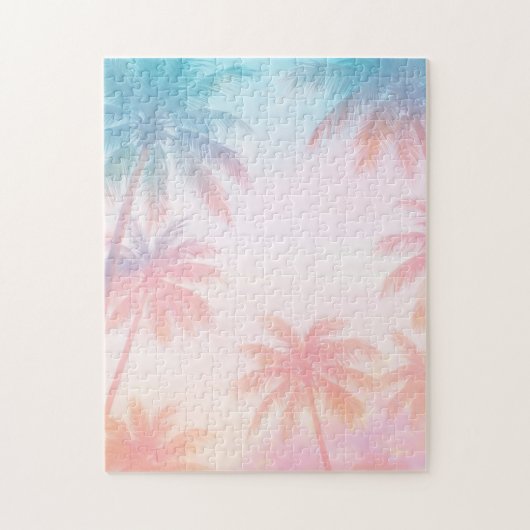 Vintage Beach Sunset Palm Trees Pastel             ジグソーパズル (縦)
