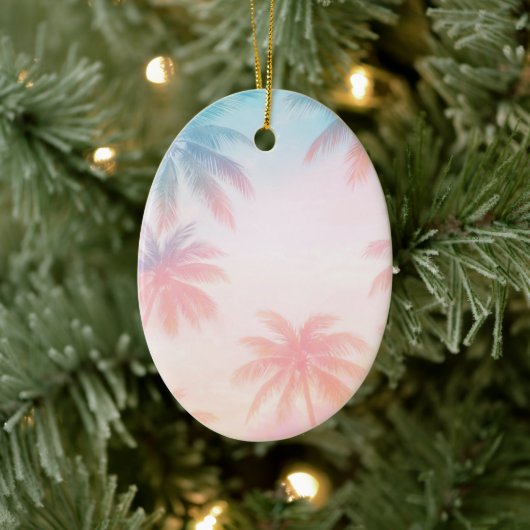 Vintage Beach Sunset Palm Trees Pastel             セラミックオーナメント (ツリー)