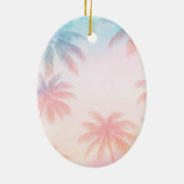 Vintage Beach Sunset Palm Trees Pastel             セラミックオーナメント (裏面)