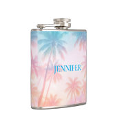Vintage Beach Sunset Palm Trees Pastel フラスク (右)