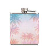 Vintage Beach Sunset Palm Trees Pastel フラスク (裏面)