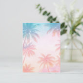 Vintage Beach Sunset Palm Trees Pastel             ポストカード (スタンド正面)